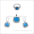 Rhodium plated standard opal 925 silver set jewelry